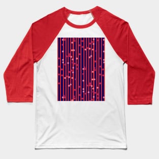 Stripes, Dots - Blue and Red Baseball T-Shirt